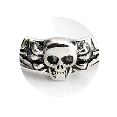 Anillo cruzado Punk para hombre, de Plata de Ley 925 con esmalte negro, grabado cruzado, anillo de dedo de gran tamaño, joyería fina ► Foto 1/1