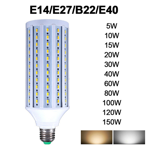 Bombilla LED de mazorca de maíz, lámpara de ahorro energético para decoración del hogar, E27, B22, E40, E14, 5730, 2835SMD, 5W-150W, AC85-265V ► Foto 1/6