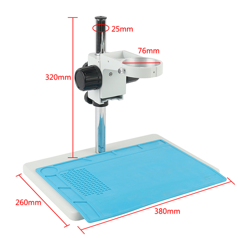 Microscopio Trinocular de tamaño grande, soporte de mesa de trabajo ajustable, soporte de anillo de 76mm y brazo de Metal ajustable de varios ejes ► Foto 1/6