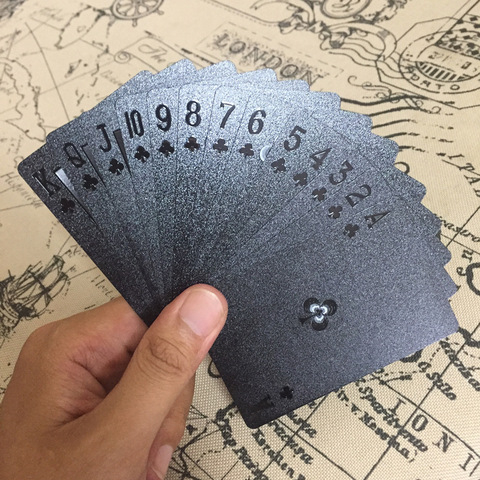 Juego de cartas de plástico PVC impermeables, juego clásico de póker de cubierta, herramienta de trucos de magia, caja de magia negra pura empaquetada, 54 Uds. ► Foto 1/6