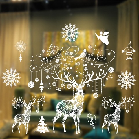 Pegatinas de Navidad de ventana adornos navideños para el hogar adornos navideños decoración de fiesta de Navidad Feliz Año Nuevo 2022 ► Foto 1/6
