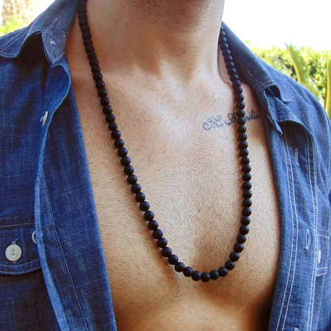 2022 de moda Simple abalorio mate Collar para hombres clásico hecho a mano Natural Strand perlas collar de hombre joyería, regalo ► Foto 1/4