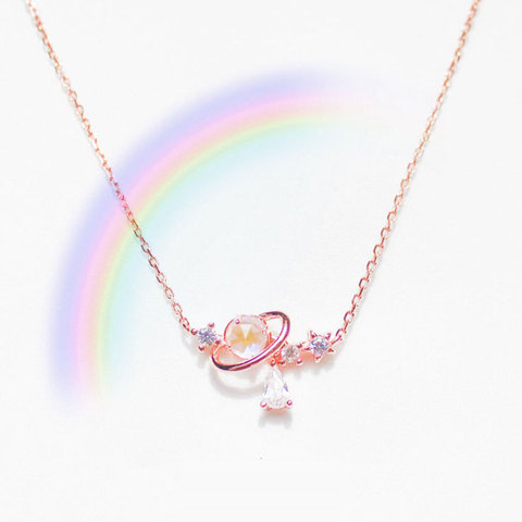 Collar de Luna y estrella de gota de agua Aurora para niña, cadena y corazón de clavícula, collar para estudiante ► Foto 1/6