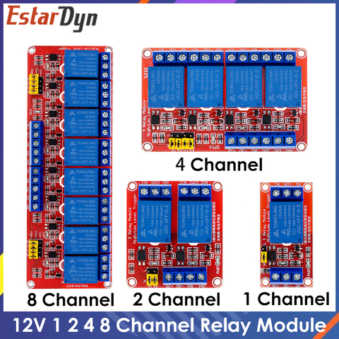 Módulo de relé de 1, 2, 4, 8 canales, 12V, placa de relé, escudo con soporte de optoacoplador, activador por flanco Alto y Bajo para Arduino ► Foto 1/6