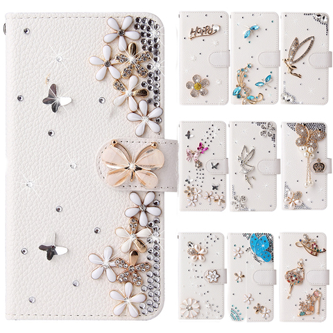 Funda con tapa para Xiaomi, carcasa de cuero brillante con diamantes NFC para teléfono móvil Redmi note 7, note 8, note 9 Pro, 9A ► Foto 1/6