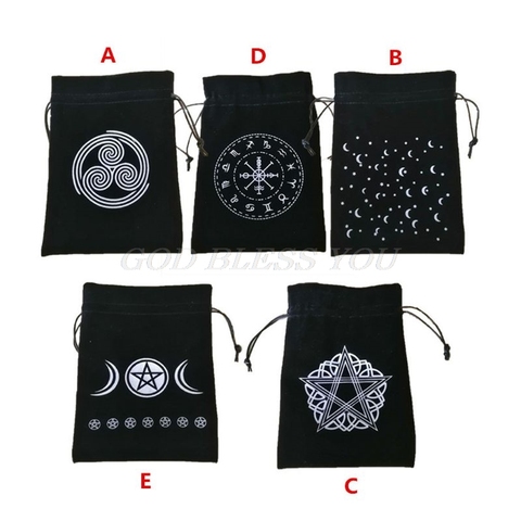 Bolsa de almacenamiento de tarjetas de oráculo de Tarot de pentagrama de terciopelo, accesorios de adivinación de bruja de constelación de runas, bolsa con cordones de dados de joyería ► Foto 1/6