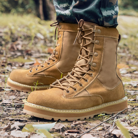 Suela de goma marrón combate botas desierto nos ejército verde bota militar táctico Beige de los hombres botas en venta ► Foto 1/6