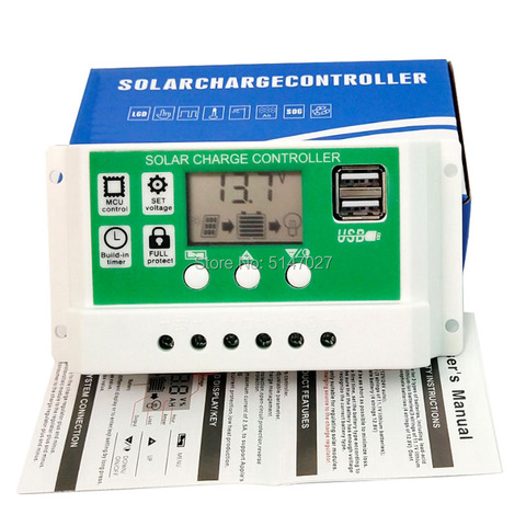 Controlador de carga Solar PWM 30A, cargador de batería 20A, 12v24v para batería de ácido de plomo, baterías de litio, regulador solar PV ► Foto 1/6