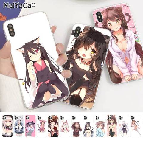 MaiYaCa-funda de teléfono con diseño de gato y chica para iphone, carcasa con diseño de dibujos animados, para iphone SE 2022 11 pro XS MAX 8 7 6 6S Plus X 5 5S SE XR ► Foto 1/6