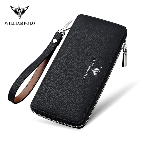 Williams-cartera de negocios para hombre, Cartera de embrague de cuero genuino, alta calidad, cuero vacuno suave, hecha a mano, monedero ► Foto 1/6