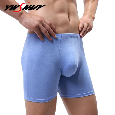 Calzoncillos Bóxer largos de fibra de bambú para Hombre, ropa interior, de pierna larga ► Foto 1/6