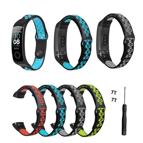 Correa de reloj deportiva de silicona transpirable de dos colores para Huawei Honor Band 5/4, accesorios de pulsera de reloj inteligente ► Foto 1/5