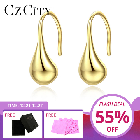 CZCITY auténtica Plata de Ley 925 de agua pendiente con diseño de gota para las mujeres de compromiso elegante aros joyería fina Accesorios ► Foto 1/6