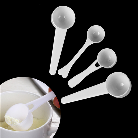 10 Uds de medición de plástico cucharas para café de proteína de leche en polvo de PP blanco durable cocina cuchara medidora 1/3/5/10g ► Foto 1/6