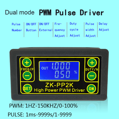 Controlador de velocidad del Motor regulador, regulador LED ajustable, regulador de frecuencia de pulso, ZK-PP2K PWM DC 3,3 ~ 30V 12V 24V 8A 150W ► Foto 1/6