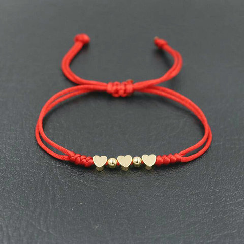 BPPCCR-pulsera con forma de corazón de la suerte y amor para parejas, pulsera de hilo de cuerda roja con nudo, joyería para hombres y mujeres ► Foto 1/6