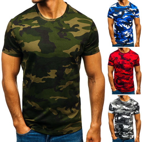 E-BAIHUI de camuflaje para hombre, camiseta informal de cuello redondo, ropa informal de algodón, camiseta de manga corta, Tops G008 ► Foto 1/6