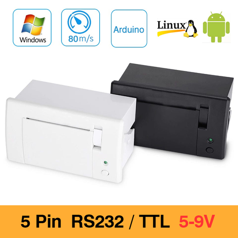 Mini impresora térmica de recibos QR701 RS232 TTL con Panel integrado, máquina de impresión de 5v-9v, compatible con ESC, POS, Arduino, Android, 5 pines ► Foto 1/6