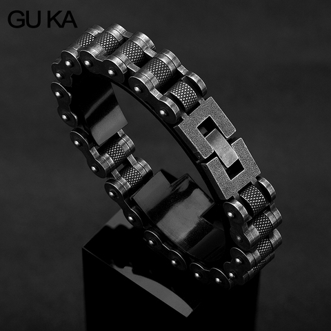 Pulsera de motocicleta para hombre, joyería Retro de acero inoxidable de 13MM, accesorios de cadena de mano ancha, brazaletes masculinos, amigos para regalo ► Foto 1/6