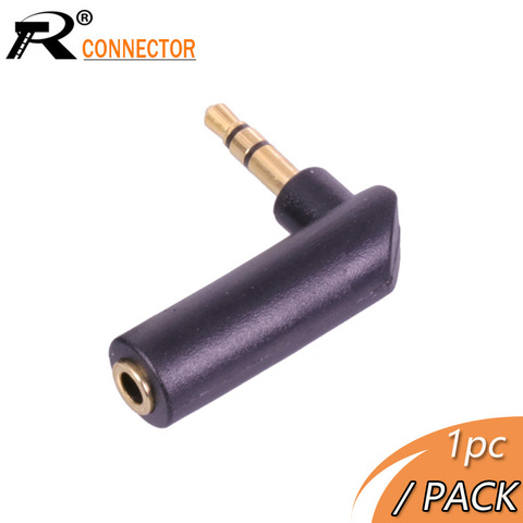 1pc de oro conector Chapado en 3,5, jack ángulo recto hembra a 3,5mm 3 Polos Hombre Audio estéreo macho en forma de L adaptador conector Jack ► Foto 1/6