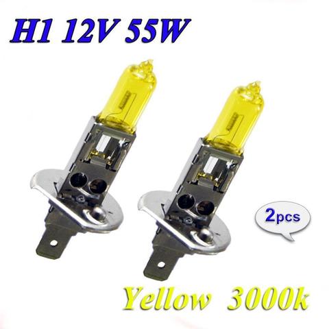 Bombilla halógena de cristal para coche, faro de xenón de cuarzo de 55W U2F8, H1, H3, H4, H7, H8, H11, 9005, 9006, 2 uds., color amarillo, 3000K, 12V ► Foto 1/6