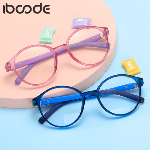 Iboode-gafas de protección contra luz azul para bebé, gafas suaves para niño, gafas de computadora para niño y niña, gafas de espejo simples ► Foto 1/6