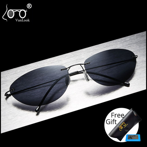 Gafas de sol cuadradas sin montura a la moda para hombre, gafas de sol rectangulares polarizadas para conducir, gafas de sol ovales UV400 ► Foto 1/6