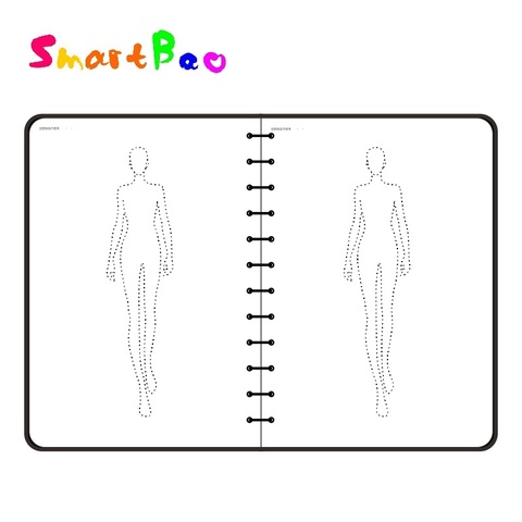 Cuaderno A5 de diseño de moda para mujer, cuaderno de cuerpo humano, herramientas de diseño de ropa de Renderings de estilo de dibujo, 50 hojas de papel (120g) ► Foto 1/6