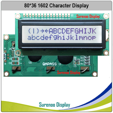 Módulo LCD de 162 caracteres, pantalla de visualización LCM FSTN positive con retroiluminación LED blanca, 1602, 16x2 ► Foto 1/3