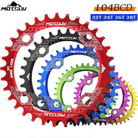 Motosuv redondo estrecho ancho motoring MTB bicicleta de montaña bicicleta 104BCD 32T 34T 36T 38T plato de dientes partes 104 BCD ► Foto 1/6