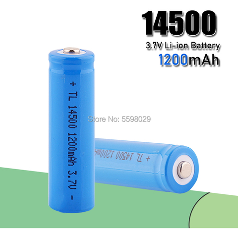 Alta capacitancia 14500 batería 3,7 V 1200mAh batería recargable de Li-Ion para linterna Led batería de litio más ► Foto 1/5