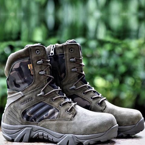 Invierno de los hombres zapatos de cuero de los hombres impermeables botas para la nieve de combate militar botas de los hombres zapatillas de deporte militar táctico tobillo botas ► Foto 1/6