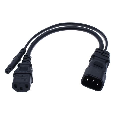 Cable de alimentación divisor tipo Y, IEC320 C14 enchufe Cable de alimentación macho de 3 clavijas adaptador de corriente de CA a C7 + C13 hembra ► Foto 1/6