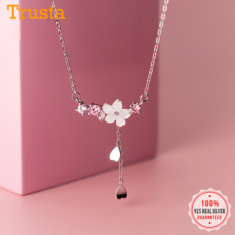 Trustdavies-collar de plata de ley 925 con forma de corazón, joyería fina con forma de flor de concha con temperamento, para mujeres ► Foto 1/6