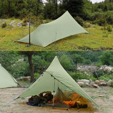 Tienda de campaña ultraligera de 310g, impermeable, 20D, revestimiento de silicona de doble cara, nailon, refugio para acampar, toldo ligero de lluvia ► Foto 1/6