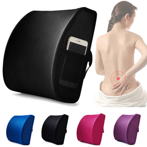 Coche de memoria cojín de espuma la cintura apoyo almohada de viaje transpirable salud Lumbar cojines para silla de la Oficina para el hogar aliviar el dolor ► Foto 1/6