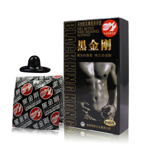 10 Uds. Condones negros King Kong, Juguetes sexuales para hombre, condones negros, conjunto divertido, productos para adultos, productos sexuales anticonceptivos más seguros ► Foto 1/6