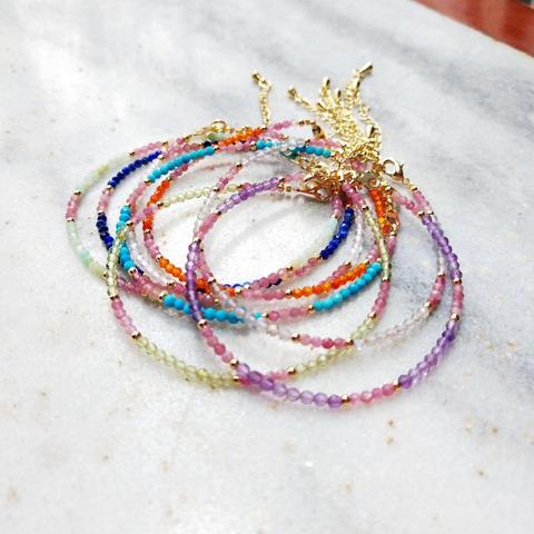 Lii Ji pulsera Multi Color lapislázuli de piedra Natural peridoto labradorita turmalina Rosa teñido Color turquesa pulsera 1 Uds ► Foto 1/6