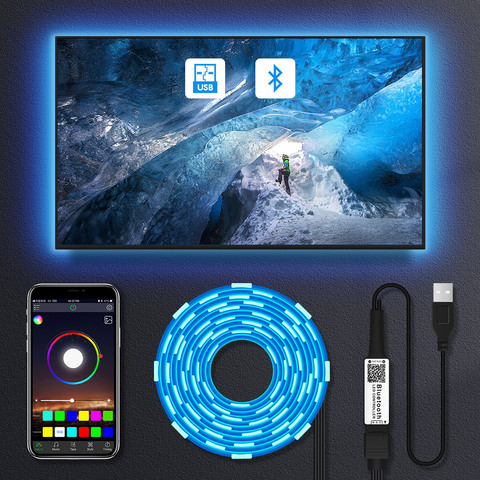 Tira de luces LED para habitación y escritorio tira de luces Led USB con Bluetooth APP, 1M, 2M, 3M, 4M, 5M, iluminación de pantalla de retroiluminación de TV, sincronización de música, RGB ► Foto 1/6