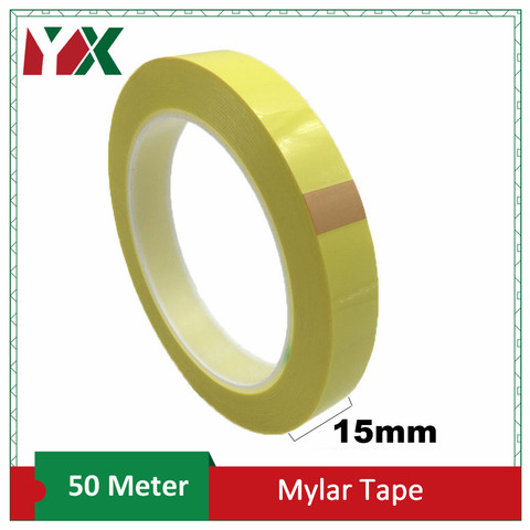 YX cinta aislante Mylar de 15mm de ancho, envoltura para transformador, Motor, bobina, Conductor 50 metros/rollo amarillo 1 Uds ► Foto 1/4