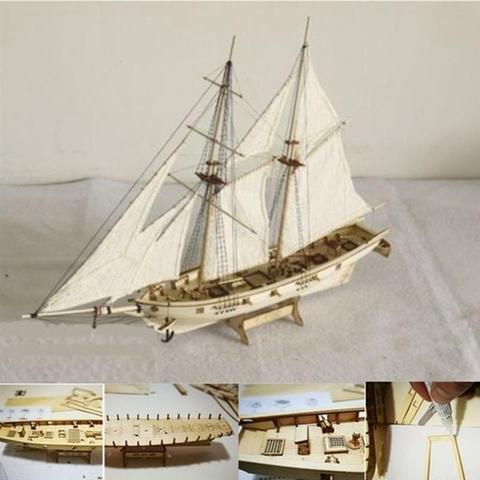 Kits de construcción de ensamblaje a escala 1:100, veleros de juguete de madera de barco, modelo de navegación, Kit de madera ensamblado artesanal para niños ► Foto 1/6
