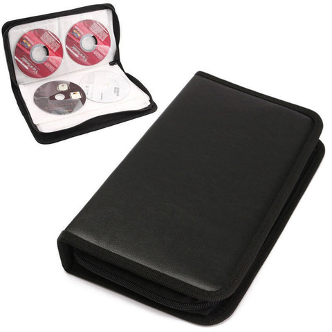 80 Unids Pu Imitación Cuero Coche Cdbag CD DVD VCD Sostenedor de disco Álbum Carpeta portátil Estuche de almacenamiento Monedero Organizador de bolsa de transporte accesorios para autos ► Foto 1/6