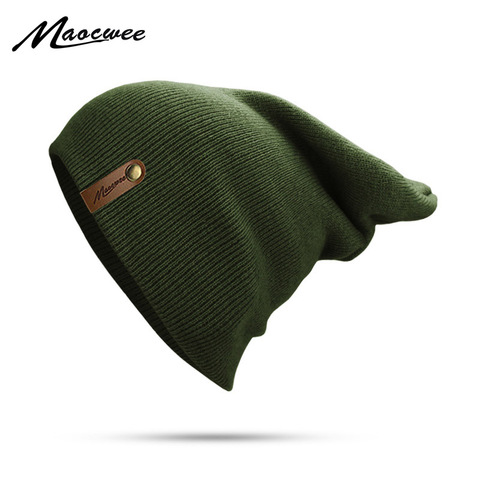 Gorro de invierno de marca para hombre y mujer, gorrito de punto elástico, verde, informal, 2022 ► Foto 1/6