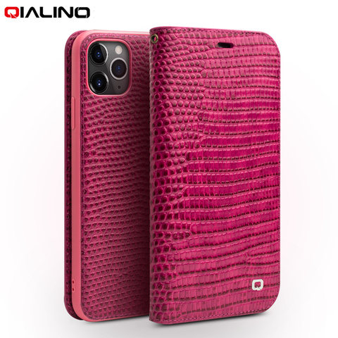 Qalino-funda de teléfono de cuero genuino para iPhone 11/12 Pro Max, carcasa protectora con ranuras para tarjetas para mujer, para iPhone 11/12 Mini ► Foto 1/6