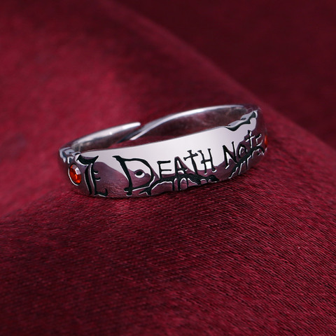 Anillo de Anime la nota de muerte Yagami Light S925 de circonio esterlina anillo ajustable para dedo joyería porque Prop navidad regalo joyas ► Foto 1/4