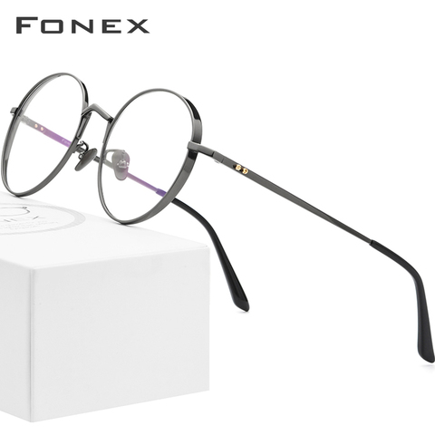 Montura de gafas de titanio puro FONEX, marcos para Anteojos de Prescripción de miopía redondos Retro para hombre, gafas Vintage para mujer 884 ► Foto 1/6