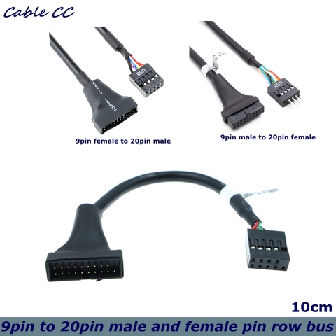 Cable adaptador de placa base macho y hembra, Conector de cable de velocidad de datos de ordenador de 3,0 mbps, 20 pines, 19 pines, USB 2,0 a 9 pines, USB 480 ► Foto 1/6