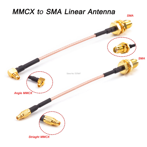 5,8 GHz 2.15dBi VTX MMCX ángulo 90 grados/Striaght a SMA hembra Adpater antena lineal brida conector Cable para PFV piezas de control remoto ► Foto 1/6