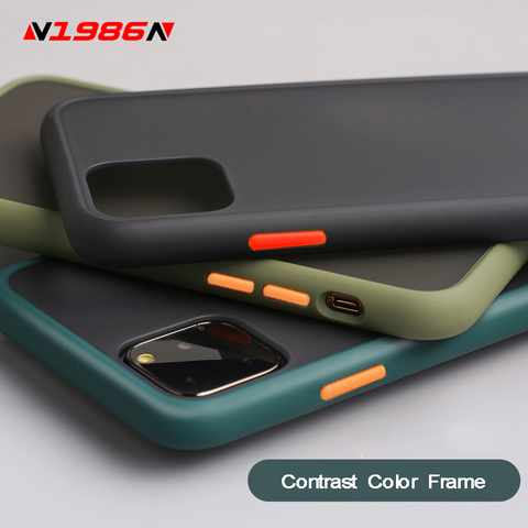 N1986N funda de teléfono para iPhone 11 Pro X XR XS Max 7 8 Plus Marco de Color de contraste de lujo mate duro PC protector para iPhone 11 funda ► Foto 1/6