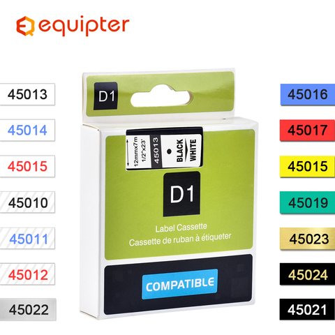 Dymo-Cinta de cassette para Administrador de etiquetas, Compatible con D1, 12mm, 45010, 45013, 40910, 40913, 43613, 43610, 160, Dymo LM, 280 ► Foto 1/6